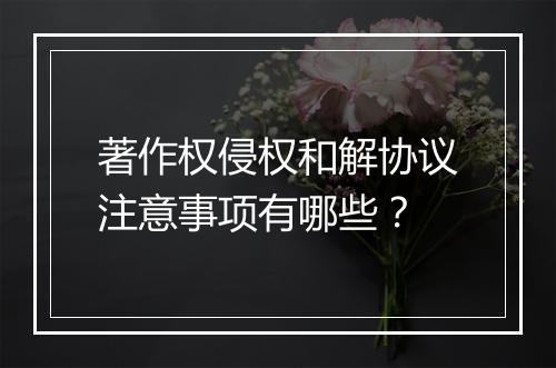 著作权侵权和解协议注意事项有哪些？
