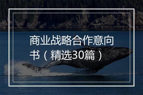 商业战略合作意向书（精选30篇）