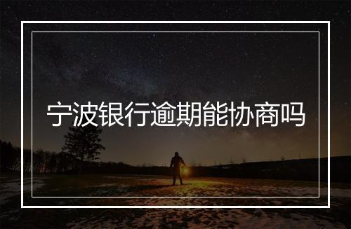 宁波银行逾期能协商吗