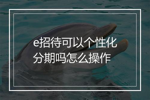 e招待可以个性化分期吗怎么操作