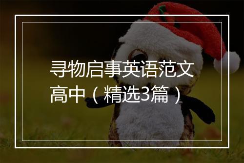 寻物启事英语范文高中（精选3篇）