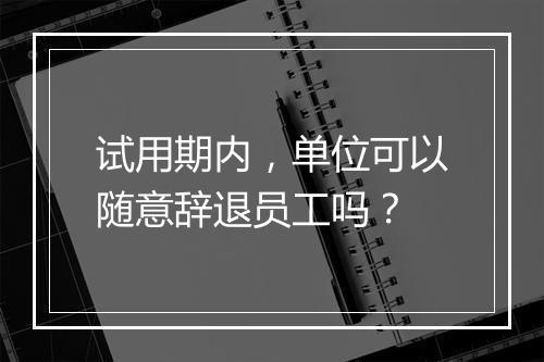 试用期内，单位可以随意辞退员工吗？