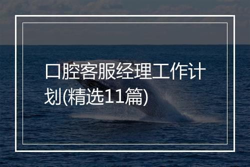 口腔客服经理工作计划(精选11篇)