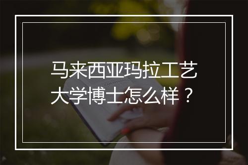 马来西亚玛拉工艺大学博士怎么样？