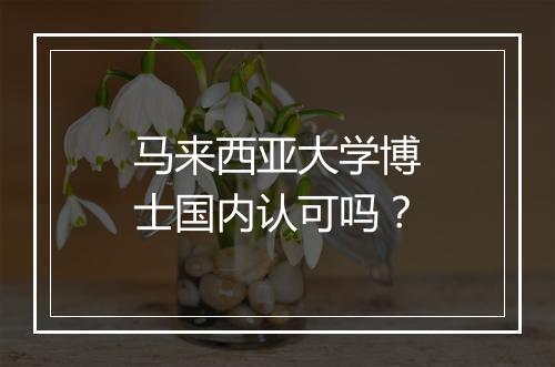 马来西亚大学博士国内认可吗？