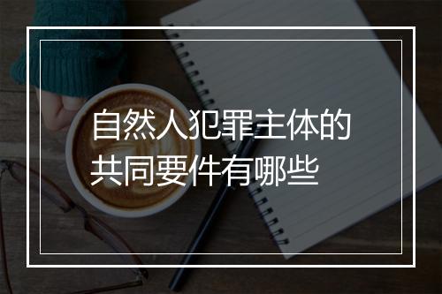 自然人犯罪主体的共同要件有哪些