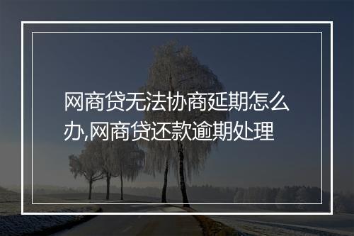 网商贷无法协商延期怎么办,网商贷还款逾期处理