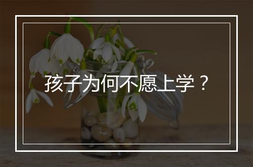 孩子为何不愿上学？