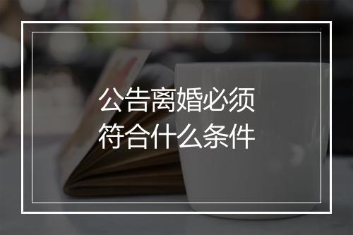 公告离婚必须符合什么条件