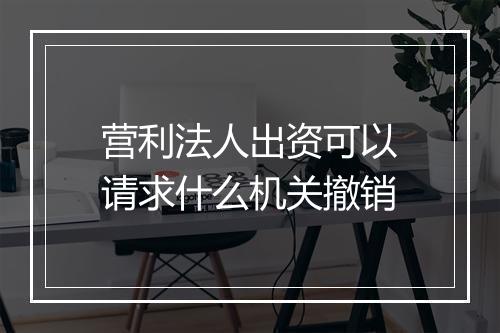营利法人出资可以请求什么机关撤销
