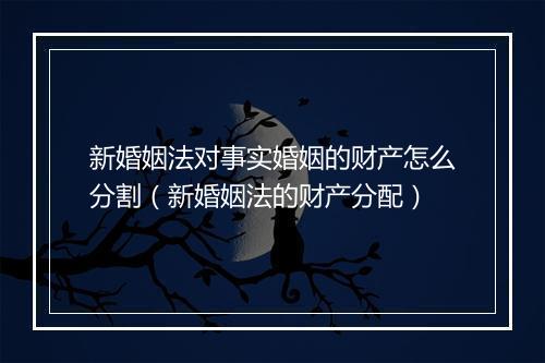 新婚姻法对事实婚姻的财产怎么分割（新婚姻法的财产分配）