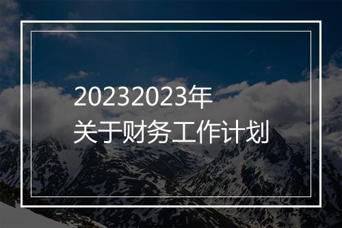 20232023年关于财务工作计划