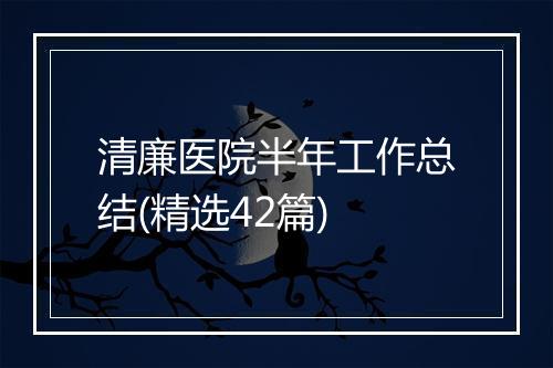 清廉医院半年工作总结(精选42篇)