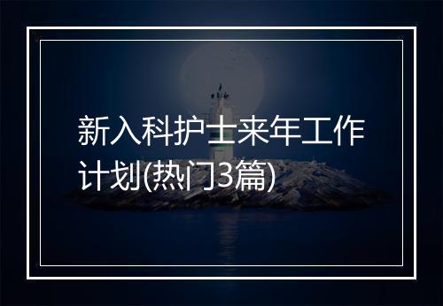 新入科护士来年工作计划(热门3篇)