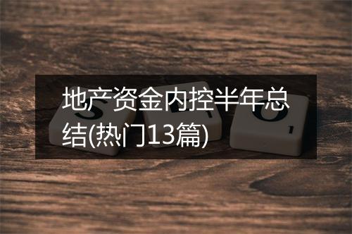 地产资金内控半年总结(热门13篇)