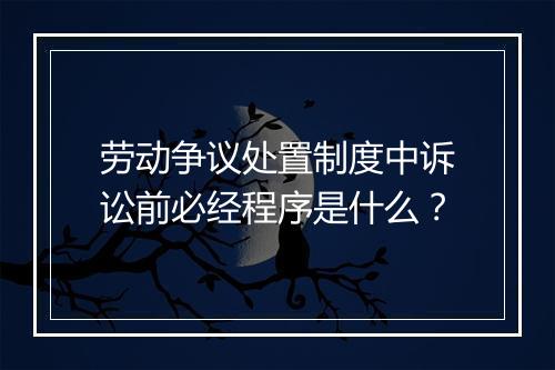劳动争议处置制度中诉讼前必经程序是什么？