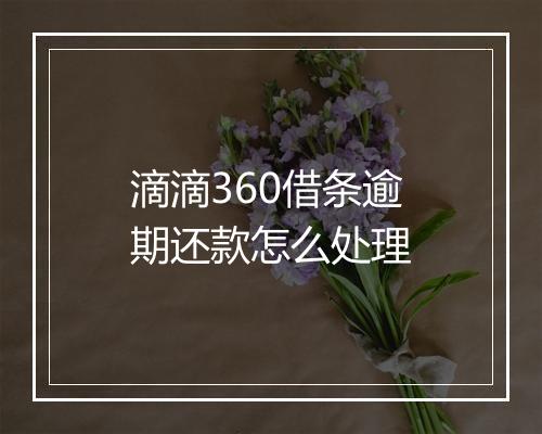 滴滴360借条逾期还款怎么处理