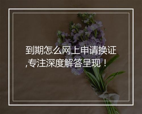 到期怎么网上申请换证,专注深度解答呈现！