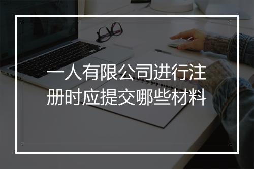一人有限公司进行注册时应提交哪些材料