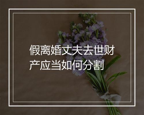 假离婚丈夫去世财产应当如何分割