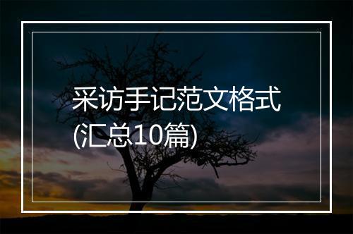采访手记范文格式(汇总10篇)