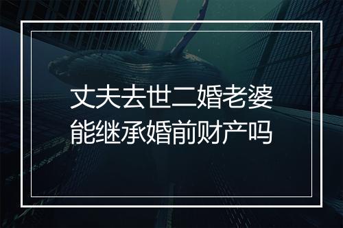 丈夫去世二婚老婆能继承婚前财产吗