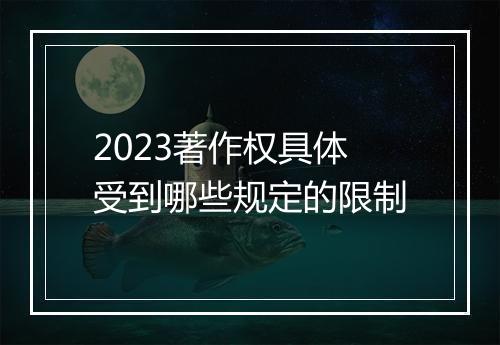 2023著作权具体受到哪些规定的限制