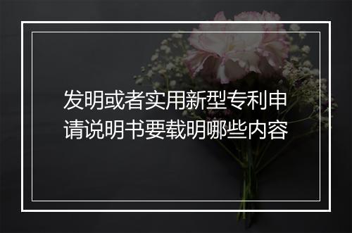 发明或者实用新型专利申请说明书要载明哪些内容
