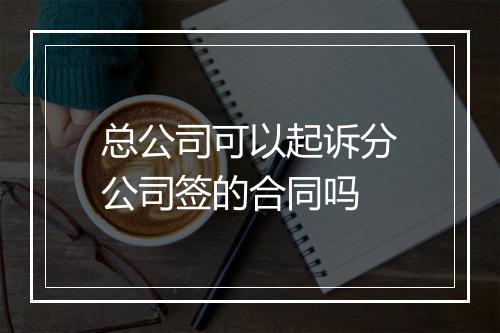 总公司可以起诉分公司签的合同吗