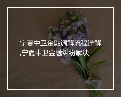 宁夏中卫金融调解流程详解,宁夏中卫金融纠纷解决