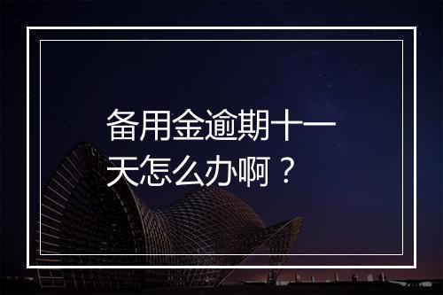 备用金逾期十一天怎么办啊？