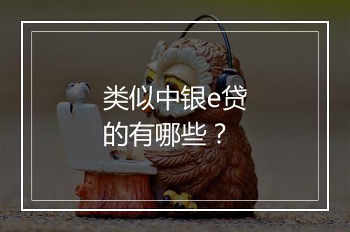 类似中银e贷的有哪些？