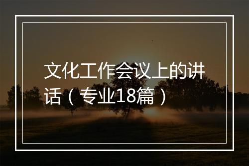 文化工作会议上的讲话（专业18篇）