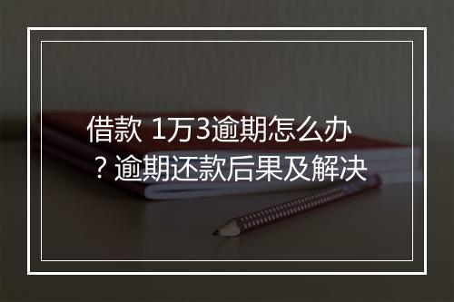 借款 1万3逾期怎么办？逾期还款后果及解决