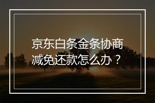 京东白条金条协商减免还款怎么办？