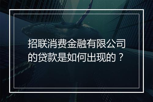 招联消费金融有限公司的贷款是如何出现的？