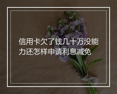 信用卡欠了钱几十万没能力还怎样申请利息减免