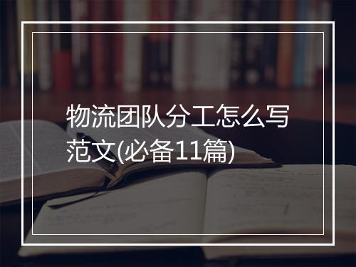 物流团队分工怎么写范文(必备11篇)