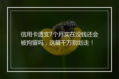 信用卡透支7个月实在没钱还会被拘留吗，这篇千万别划走！