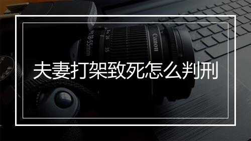 夫妻打架致死怎么判刑