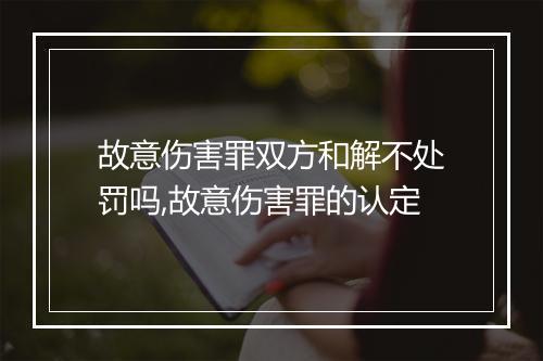 故意伤害罪双方和解不处罚吗,故意伤害罪的认定