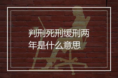 判刑死刑缓刑两年是什么意思
