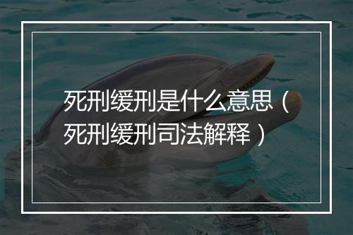 死刑缓刑是什么意思（死刑缓刑司法解释）