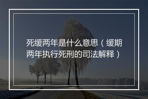 死缓两年是什么意思（缓期两年执行死刑的司法解释）