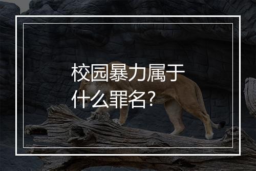 校园暴力属于什么罪名?