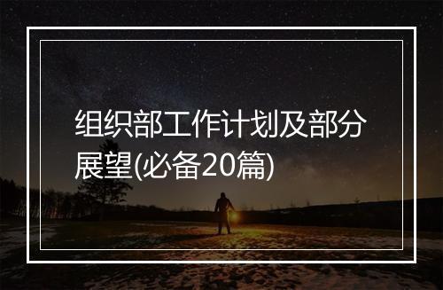 组织部工作计划及部分展望(必备20篇)