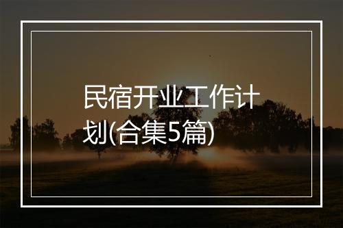 民宿开业工作计划(合集5篇)