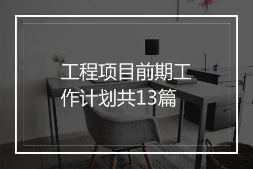 工程项目前期工作计划共13篇