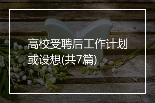 高校受聘后工作计划或设想(共7篇)
