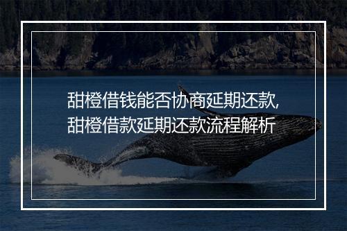 甜橙借钱能否协商延期还款,甜橙借款延期还款流程解析
